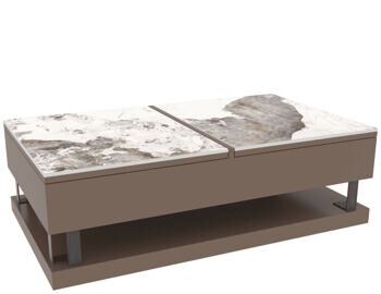 Functional, height-adjustable ceramic design coffee table "Torino", 120 x 70 cm