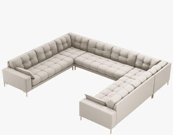 9-seater design panorama corner sofa "Mamaia velvet" Beige