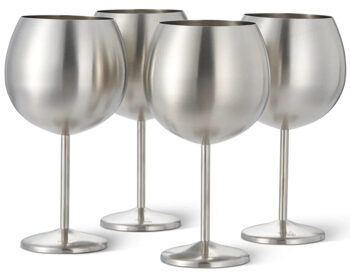 set of 4 shatterproof gin glasses "Steel Silver matte" stainless steel, 700 ml