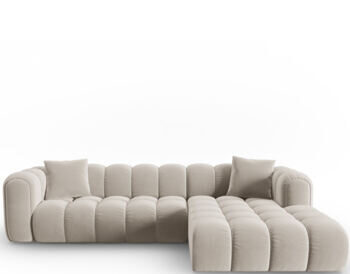 4-seater designer corner sofa "Clotilde" with corner section on the right - velvet upholstery