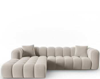 4-seater designer corner sofa "Clotilde" with corner section on the left - velvet upholstery