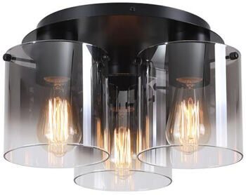 Dimmbare Design Deckenlampe „Denmark“, 3-flammig - Schwarz/Rauchglas