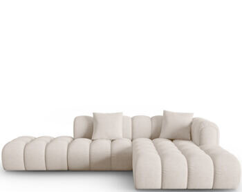 4-Sitzer Designer Ecksofa „Clotilde“ mit Eckteil rechts und Ottomane links - Strukturstoff