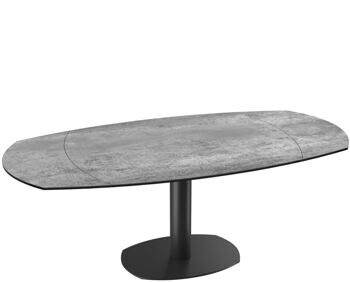 Ausziehbarer Designer Keramik Esstisch „Artica“, Silver/Schwarz - 130-200 x 100 cm