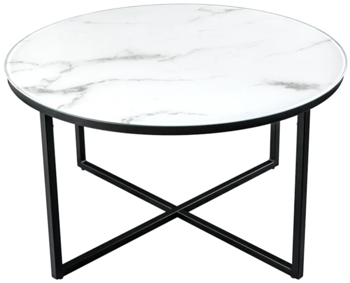 Round design coffee table "Elegance" Ø 80 cm - Black / white marble look