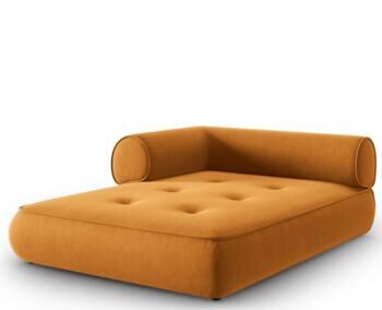 Design chaise longue "Lily", chenille mustard yellow