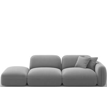 3-Sitzer Designer Sofa „Lucien“ mit Ottomane links - Samtbezug Casino