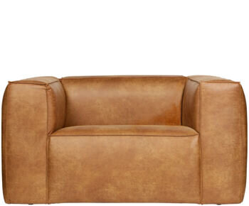 Designsessel „Beann“ aus recyceltem Leder - Cognac