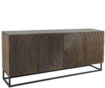 Massivholz Design Sideboard „Zen Circle“, 177 x 75 cm - Braun