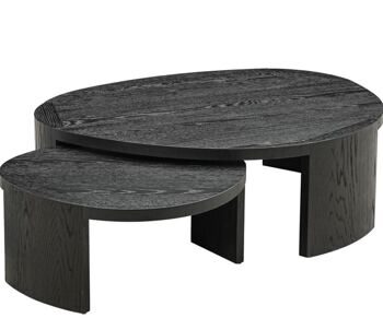 Design Couchtisch Set „Navarino“, Eiche Schwarzbraun