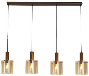 Grosse dimmbare Design Pendellampe „Denmark“, 4-flammig - Mocca/Amber