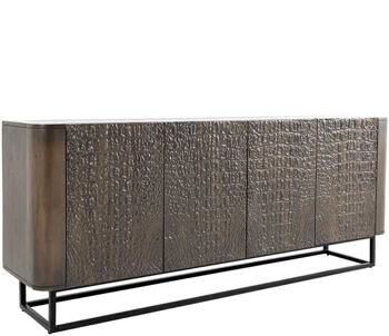 Massivholz Design Sideboard „Crocodile“, 177 x 75 cm - Braun