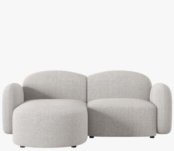 3-seater design corner sofa "Blair", chenille melange, silver