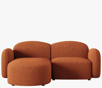 3-seater design corner sofa "Blair", chenille melange, terracotta