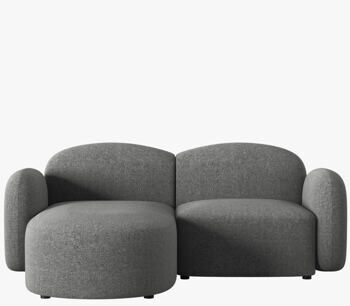 3-seater design corner sofa "Blair", chenille melange, gray