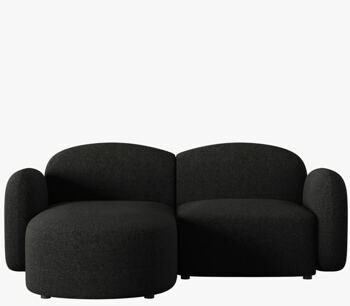 3-seater design corner sofa "Blair", chenille melange, black