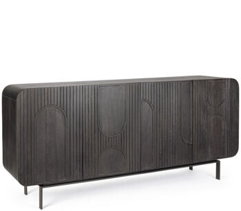 Massives Design Sideboard „Orissa“ Schwarz, 4-türig