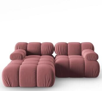 Modular 3-seater design corner sofa "Bellis" with corner section on the left - velvet upholstery