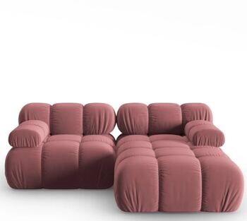 Modular 3-seater design corner sofa "Bellis" with corner section on the right - velvet upholstery