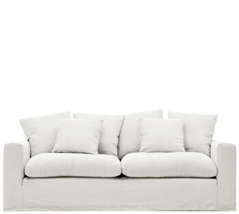 3-Sitzer Design Sofa „Joelle“ mit abnehmbaren Bezug, Weiss