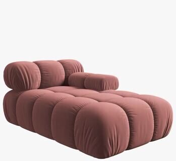 Modular chaise longue "Bellis" with armrest right - velvet cover