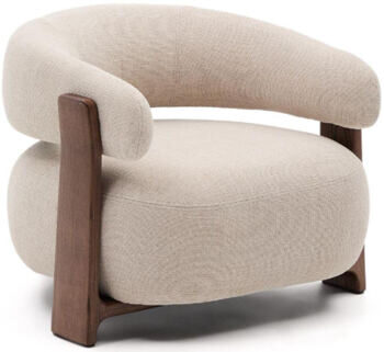 Massiver Design Sessel „Granyte“ - Nussbaum/Beige