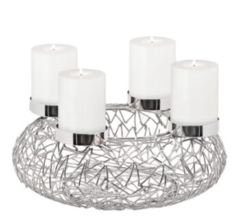 High quality Advent wreath "Milano II" Ø 34 cm - stainless steel shiny nickel plated