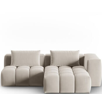 3-Sitzer Designer Ecksofa „Lorella“ mit Ottomane und Eckteil rechts - Samtbezug