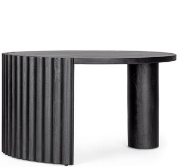 Runder, massiver Design Couchtisch „Orissa“ Schwarz, Ø 80 x 45 cm