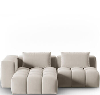 3-Sitzer Designer Ecksofa „Lorella“ mit Ottomane und Eckteil links - Samtbezug