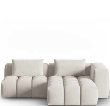 3-Sitzer Designer Ecksofa „Lorella“ mit Ottomane und Eckteil rechts - Strukturstoff