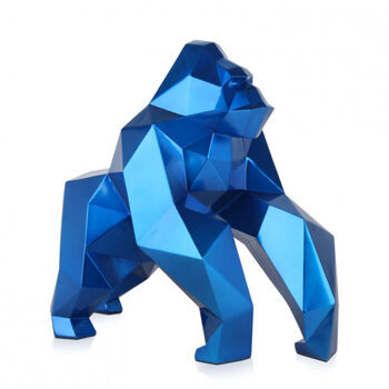 Design-Skulptur Gorilla 44 cm - Blau