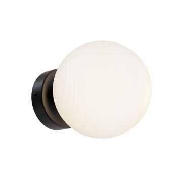 Basic Form" wall lamp Ø 15 cm, black/opal glass