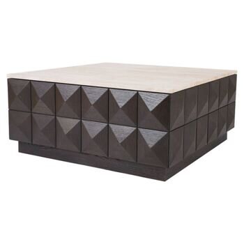 Design coffee table "Claremont" with marble top, 90 x 90 cm