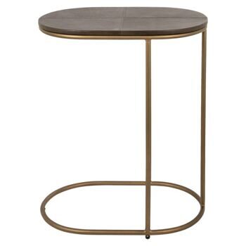 Design side table "Zillon" with leather table top, 55 x 65 cm