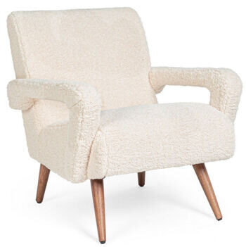 Retro design armchair "Berna", teddy white