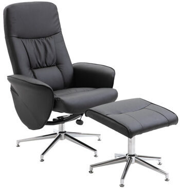 Rolf Black" recliner with footstool