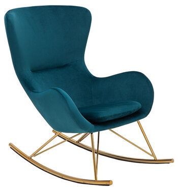 Luxury Swing" Rocking Chair with Velvet Cover - Petrol/Gold