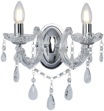 Dimmbare Wandlampe „Marie Therese" 2-flammig, Silber