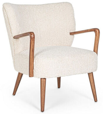 Retro design armchair "Moritz", bouclé white