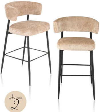 set of 2 designer bar stools "Rochelle" (2 pieces), Sheep Nature