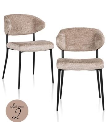 set of 2 design chairs "Bea", beige