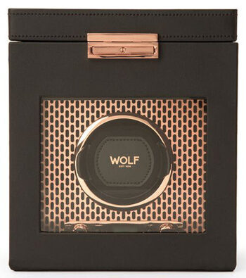 Axis Single Watch Winder with additional jewellery compartment - Copper