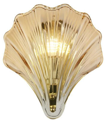 Dimmbare Design Wand- und Badlampe „Shell“ Amber/Messing