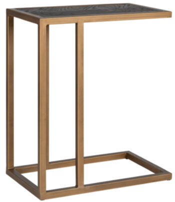 Solid Wood Side Table Blackbone Brass 66 x 55 cm