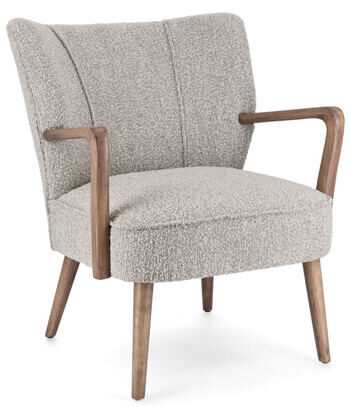 Retro design armchair "Moritz", bouclé light gray