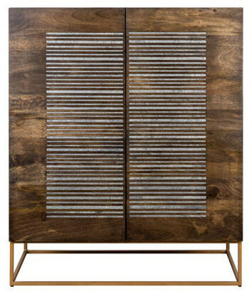 Solid wood highboard "Onyx" refined with agate stone - 100 x 121 cm