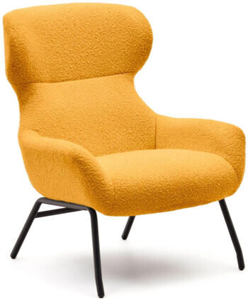 Design armchair "Belindo" Bouclé mustard yellow