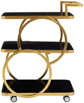 Serving trolley Novo III Gold made of stainless steel 70 x 80 cm