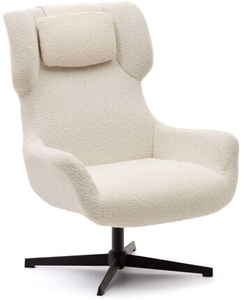 Swivel design armchair "Zalini" Bouclé White